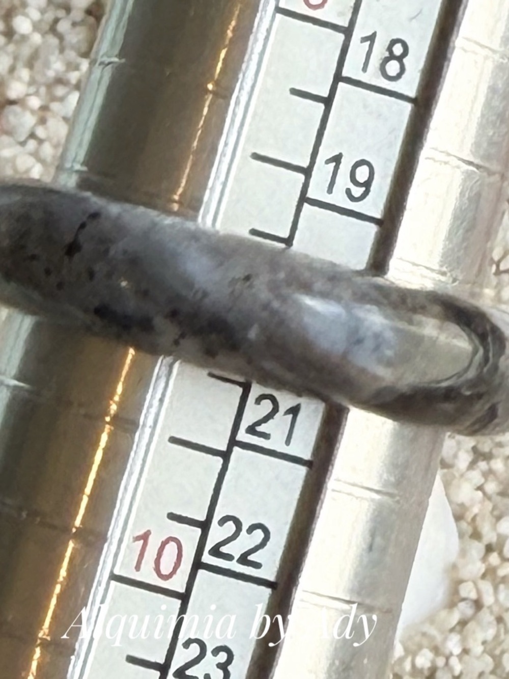 Labradorite Marbled Gray Stone Ring